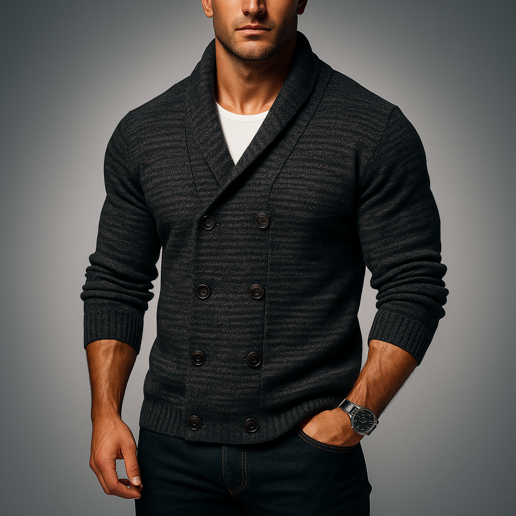 Men's Double-Breasted Cardigan Black