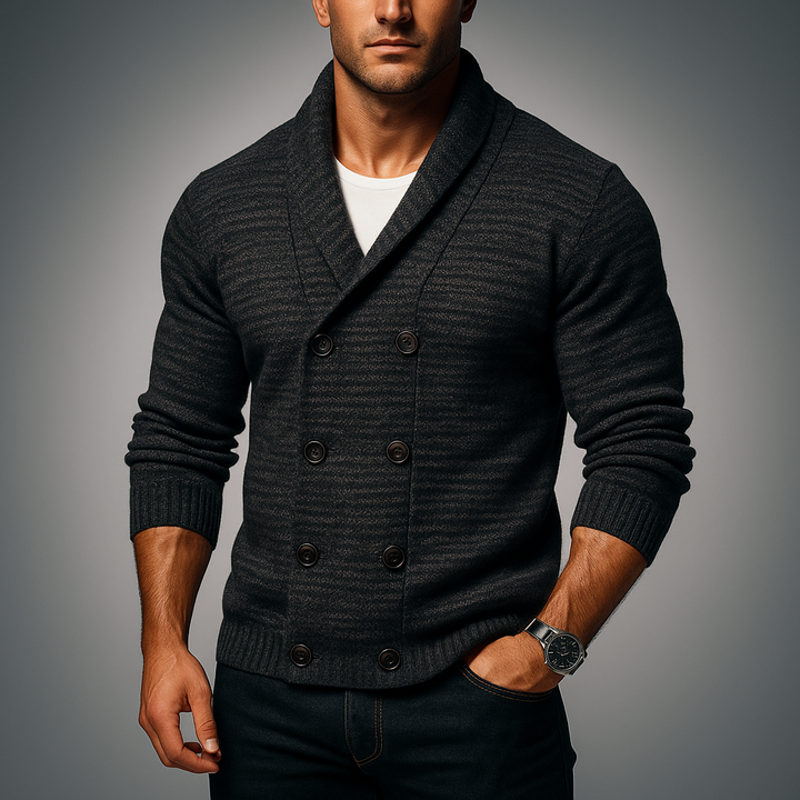 Men's Double-Breasted Cardigan Black