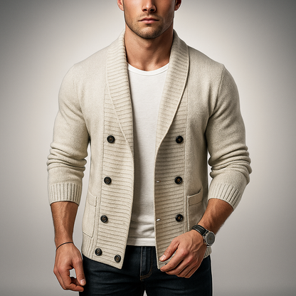 Men's Polyester Cardigan Slim Pockets Dark Gray Winter Light Gray