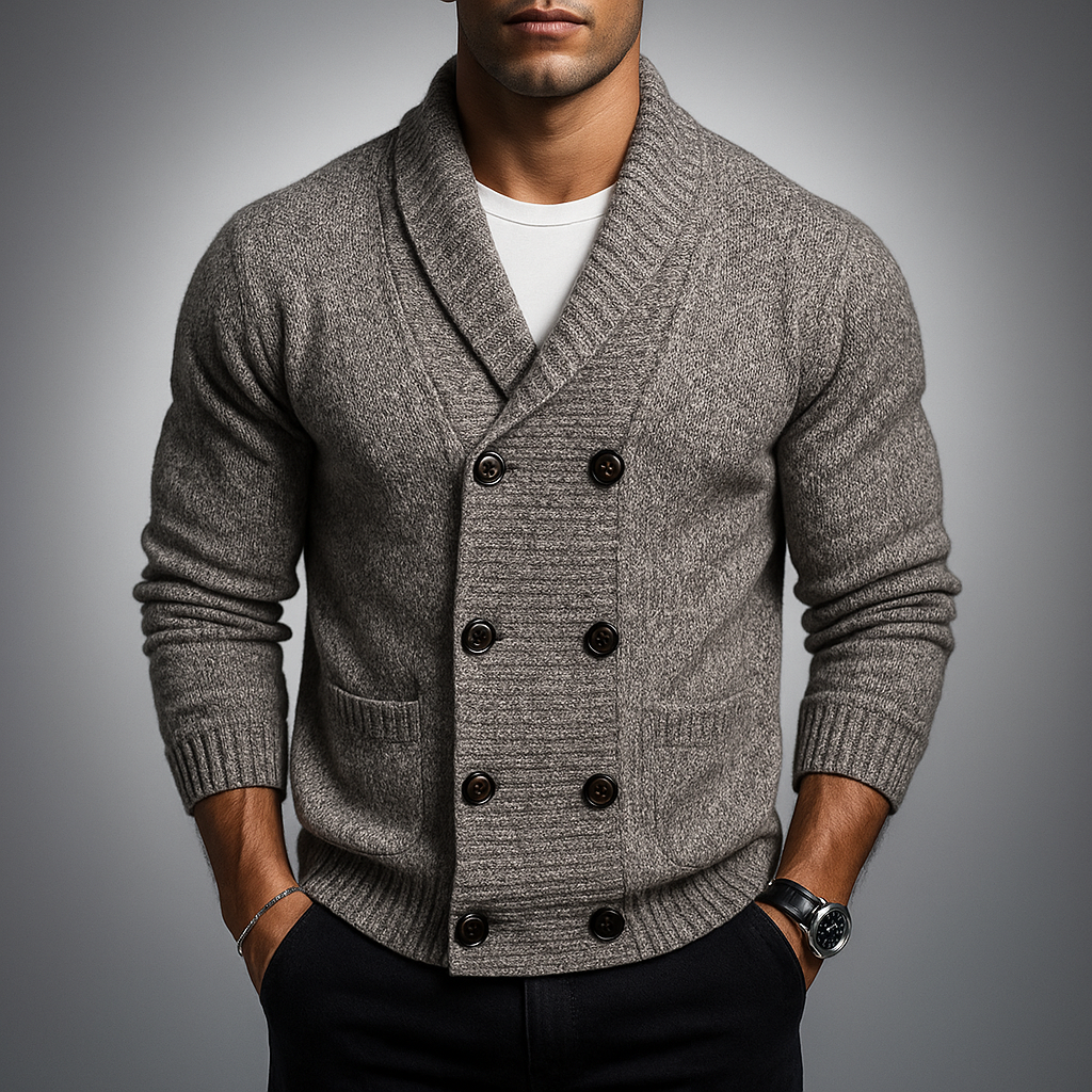 Men's Polyester Cardigan Slim Pockets Dark Gray Winter Light Gray