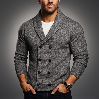 Men's Polyester Cardigan Slim Pockets Dark Gray Winter Light Gray Dark Gray