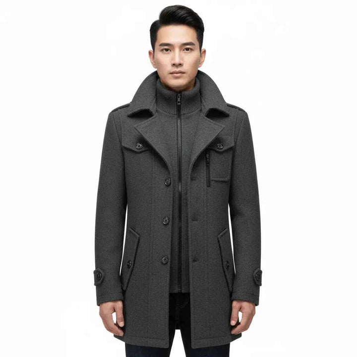 Men's Double-Layer Wool Blend Matte Coat