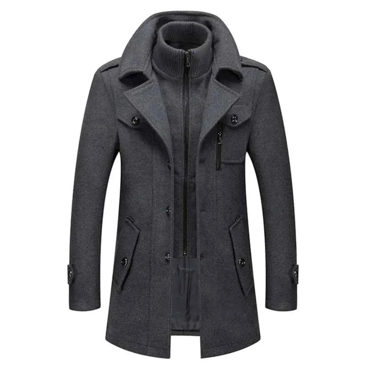 Men's Double-Layer Wool Blend Matte Coat Gray