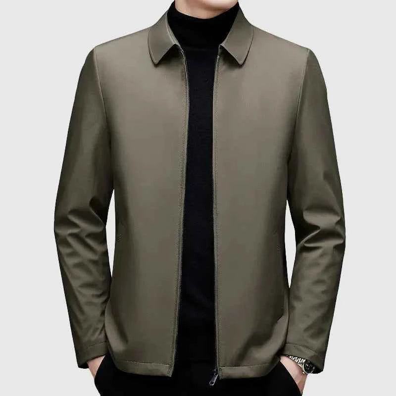 Men's Down Jacket with Turn-Down Collar Beige