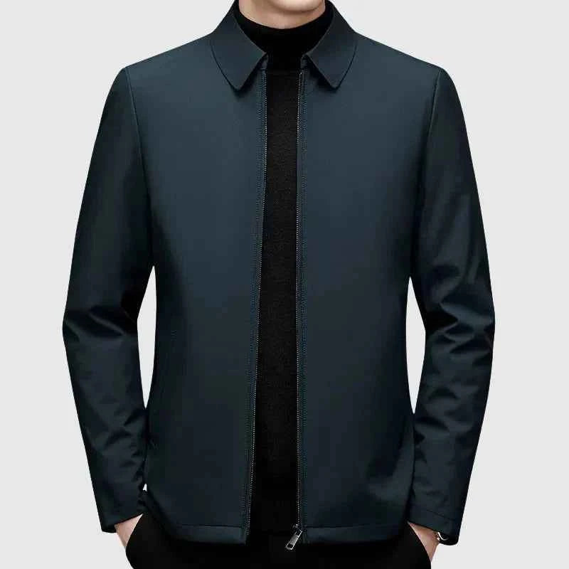 Men's Down Jacket with Turn-Down Collar Blue