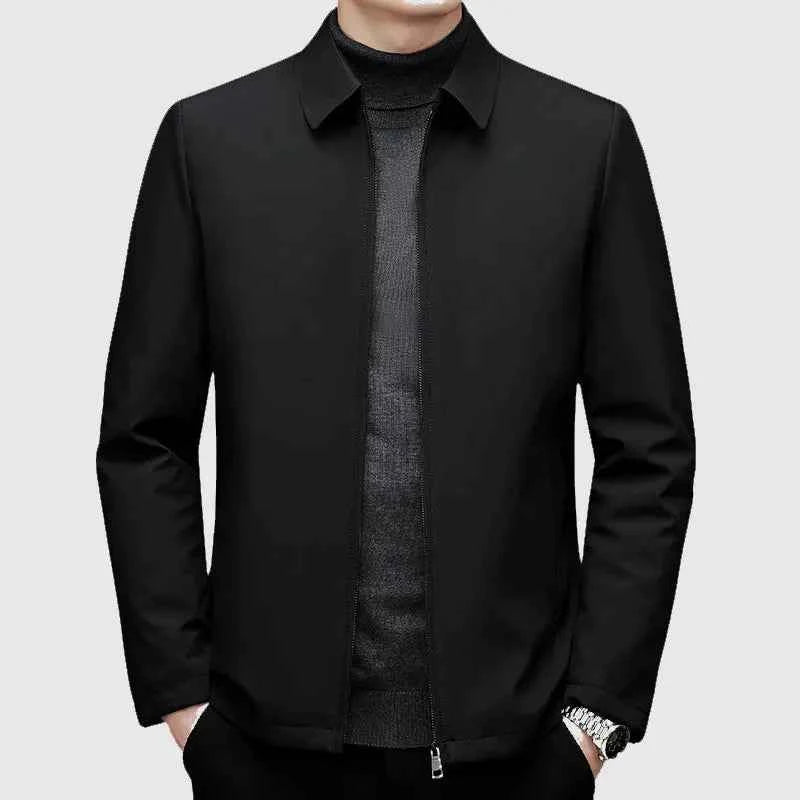 Men's Down Jacket with Turn-Down Collar Black