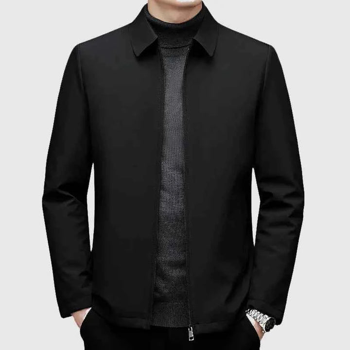 Men's Down Jacket with Turn-Down Collar Black