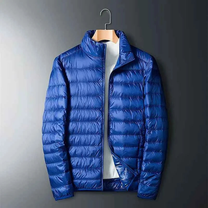 Men's Down Lined Puffer Jacket – Regular Fit – Full Zip – Stand Collar Blue