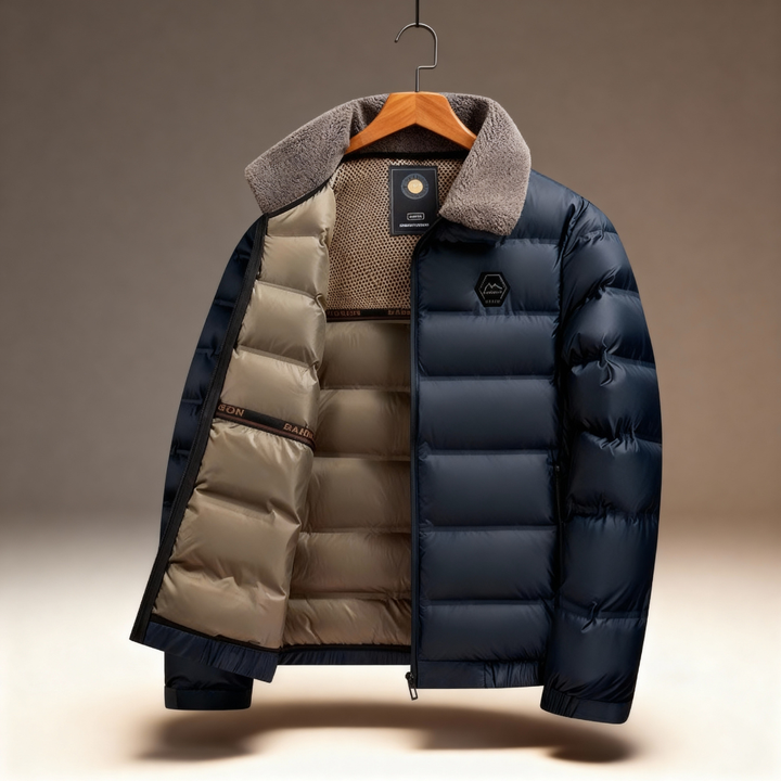 Men's Down Puffer Jacket - Warm & Stylish Outerwear Navy