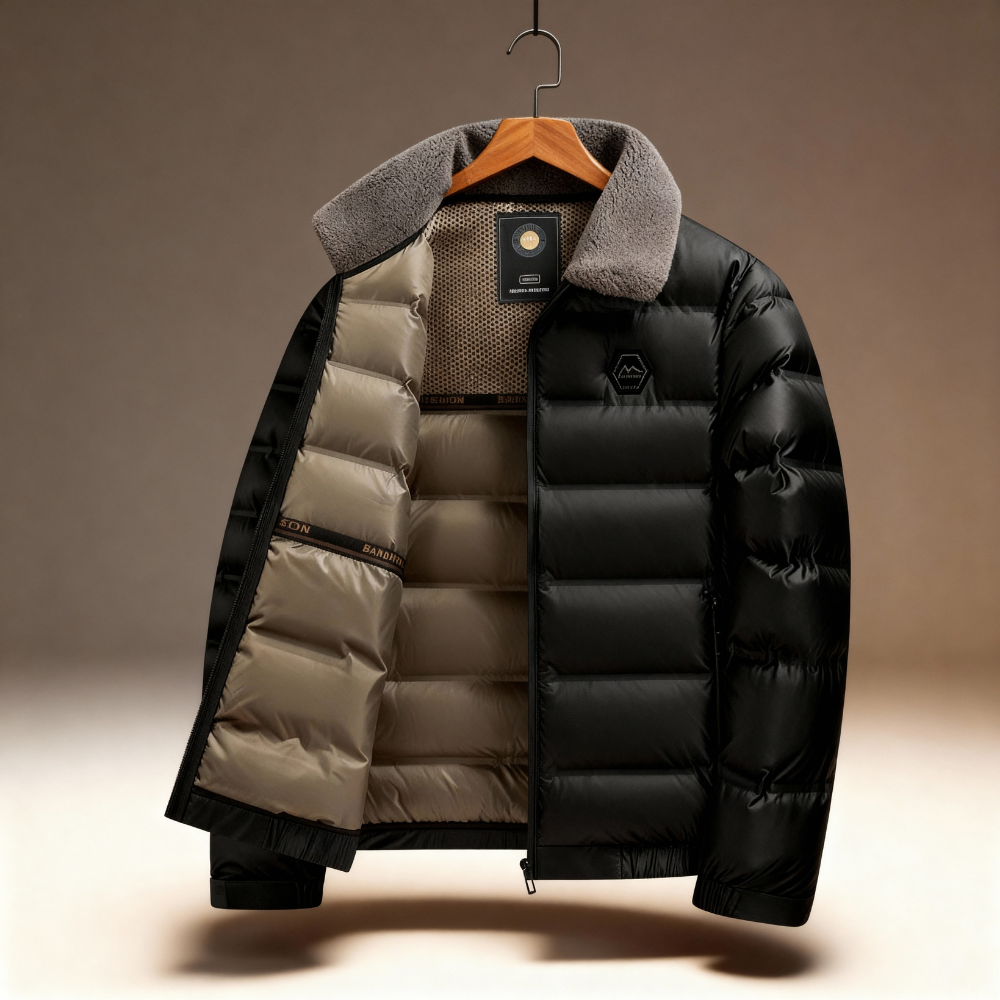Men's Down Puffer Jacket - Warm & Stylish Outerwear Black