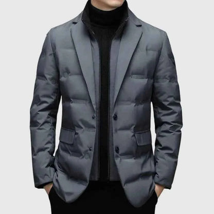 Men's Polyester Blazer Pockets Black Winter Gray Gray