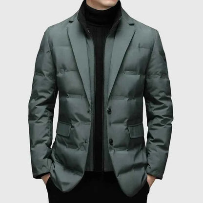 Men's Polyester Blazer Pockets Black Winter Gray Green