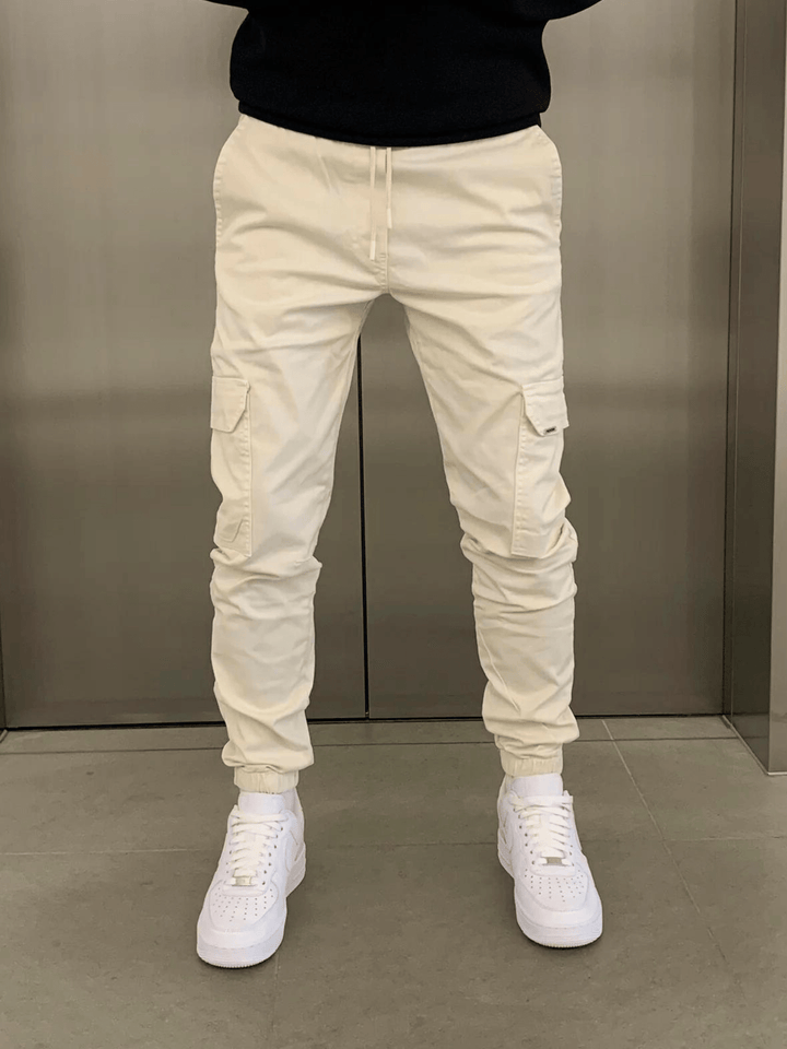 Men's Drawstring Cargo Pants for Comfort and Style Beige