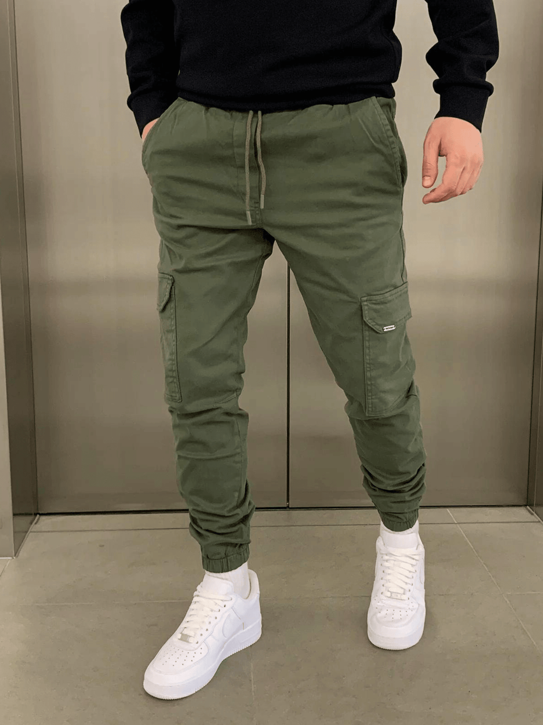 Men's Drawstring Cargo Pants for Comfort and Style Green