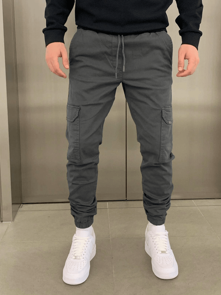 Men's Drawstring Cargo Pants for Comfort and Style Grey