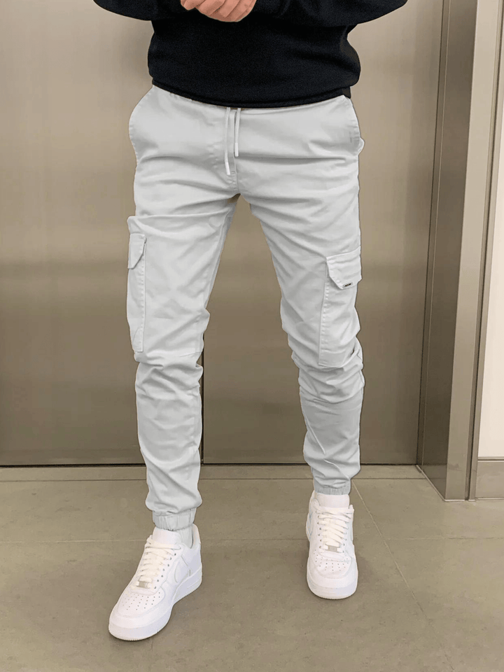Men's Drawstring Cargo Pants for Comfort and Style Light Grey
