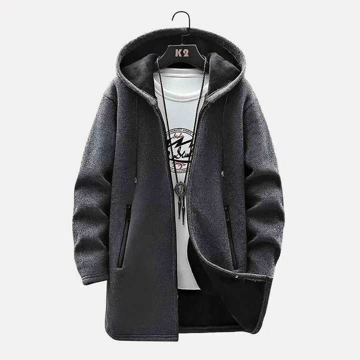 Men's Drawstring Hooded Jacket Charcoal