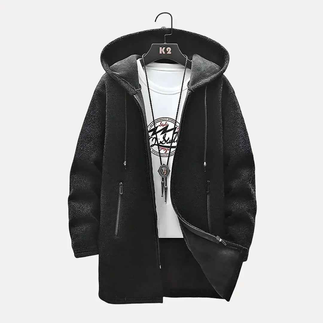 Men's Drawstring Hooded Jacket Black