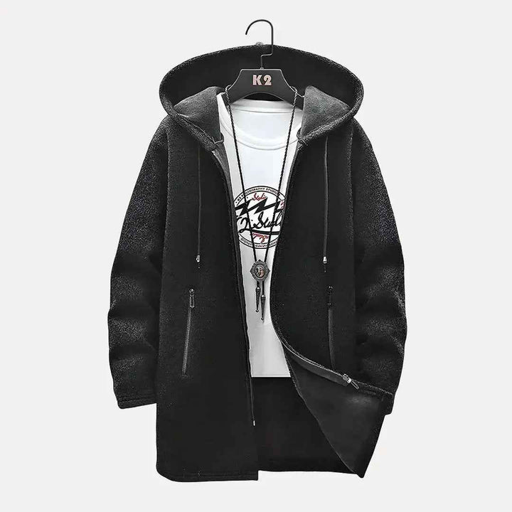 Men's Drawstring Hooded Jacket Black