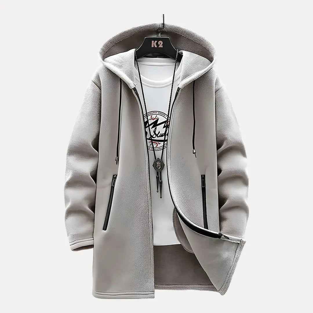 Men's Drawstring Hooded Jacket Khaki