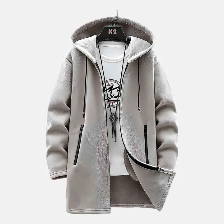 Men's Drawstring Hooded Jacket Khaki