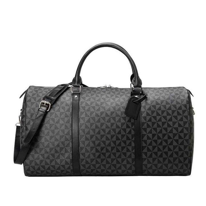 Men's Large Geometric Print Duffle Bag for Travel Black