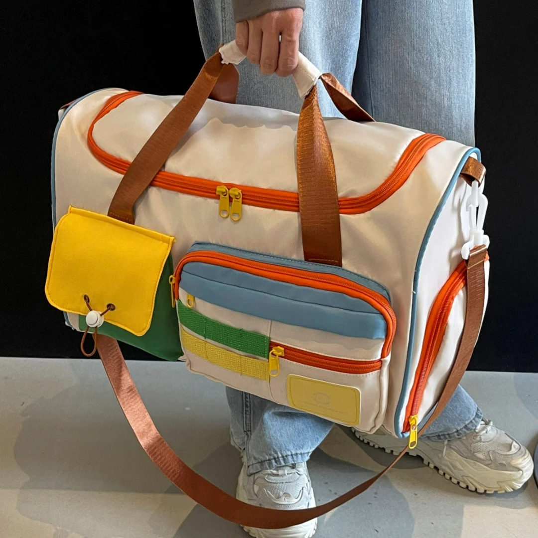 Men's Multi-Pocket Travel Duffle Bag Beige