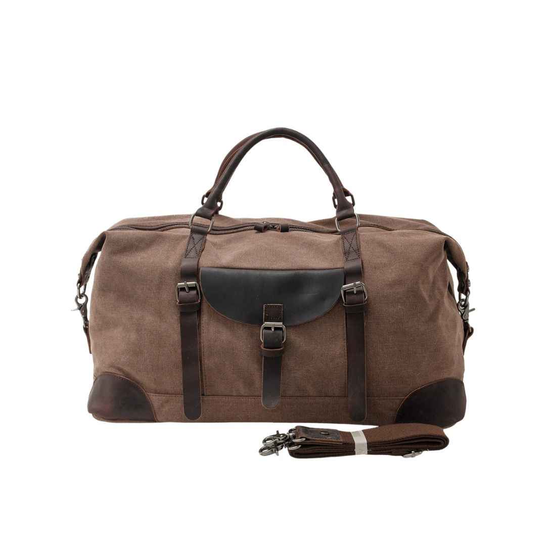 Men's Large Travel Duffle Bag with Zip Closure Coffee
