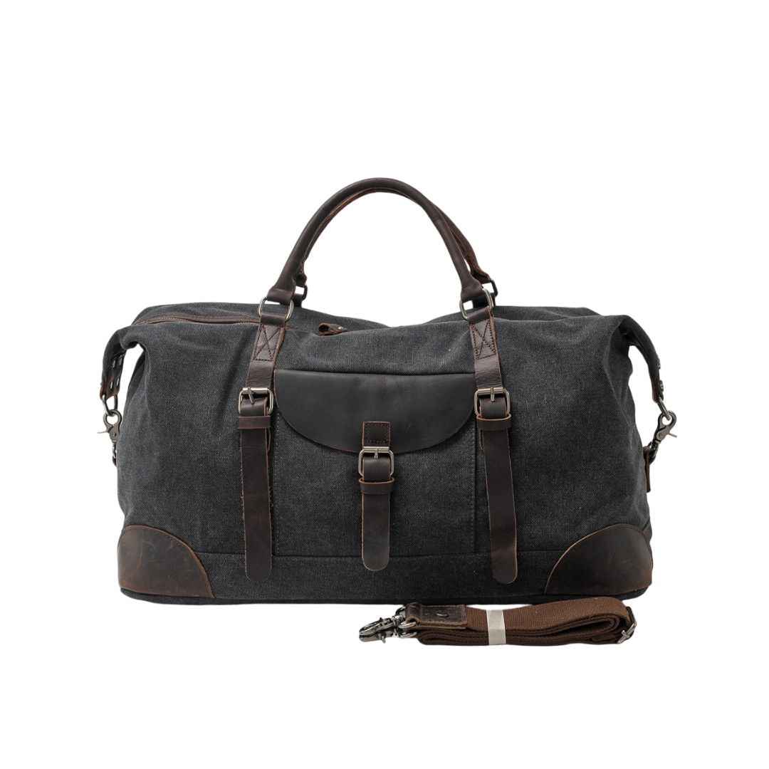 Men's Large Travel Duffle Bag with Zip Closure Black