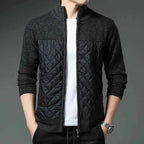 Men's Knitted Two Tone Insulated Ribbed Side Pocket Solid Jacket Black