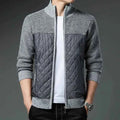Men's Knitted Two Tone Insulated Ribbed Side Pocket Solid Jacket Light Gray
