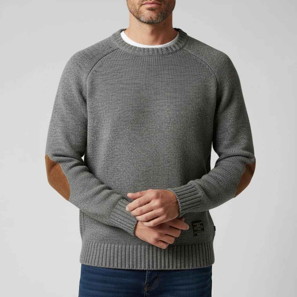 Men's Elbow Patch Sweater Grey