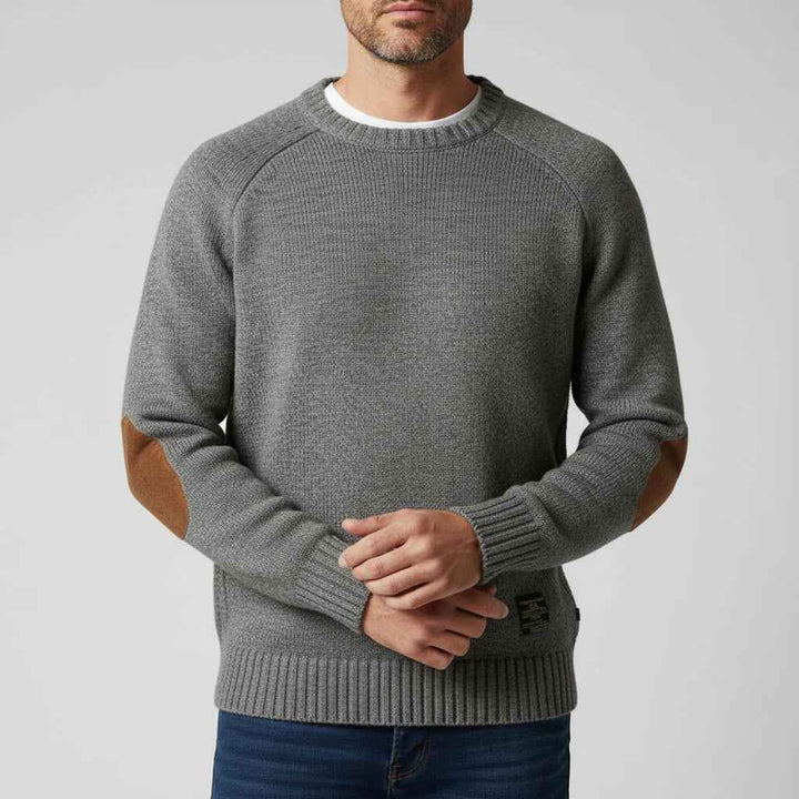 Men's Elbow Patch Sweater Grey