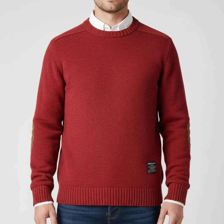 Men's Elbow Patch Sweater Red