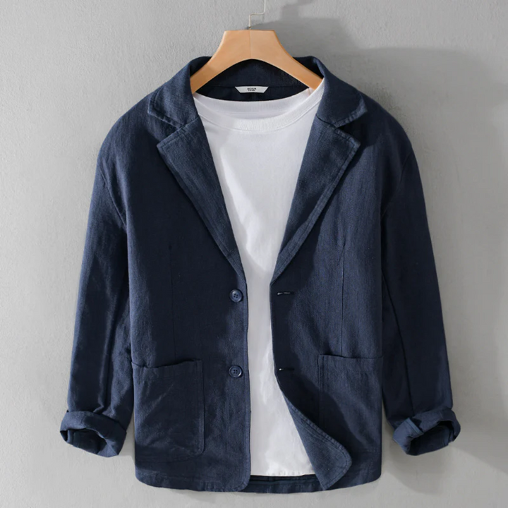 Men's Essential Linen Jacket Dark Blue