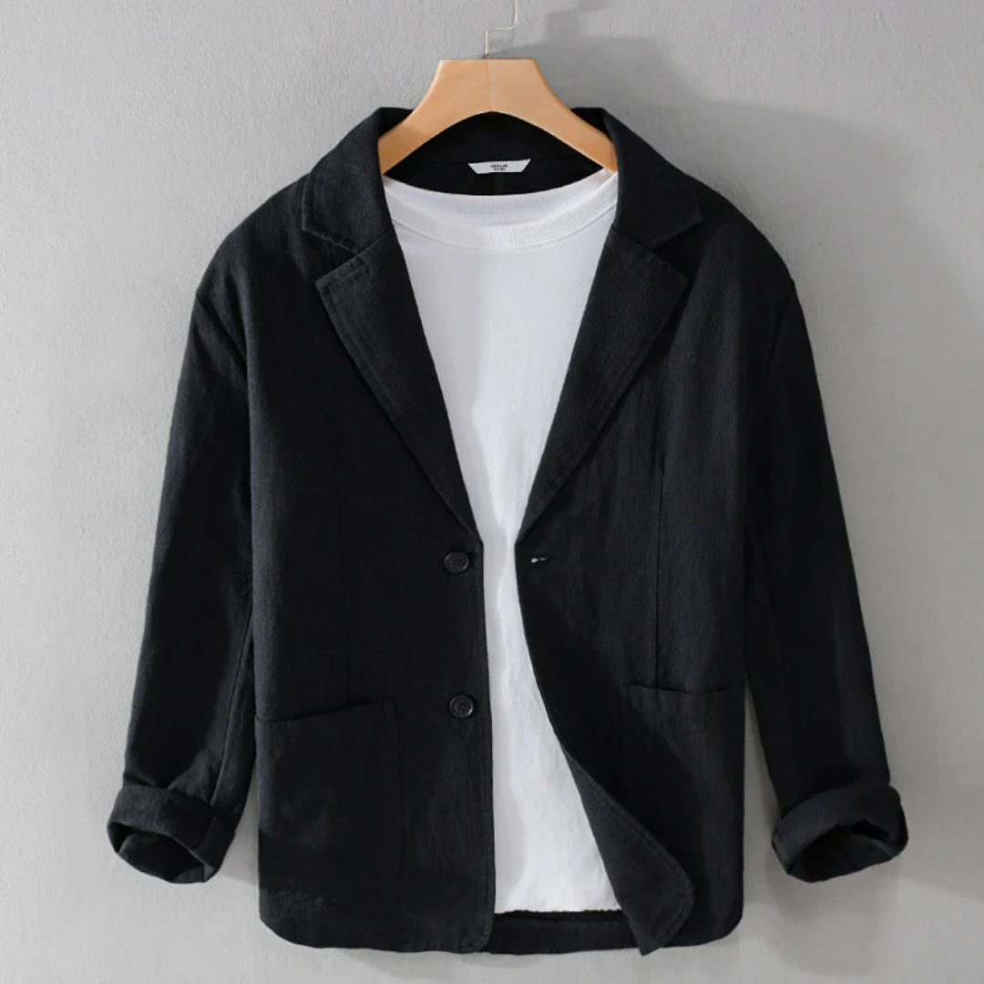 Men's Essential Linen Jacket Black