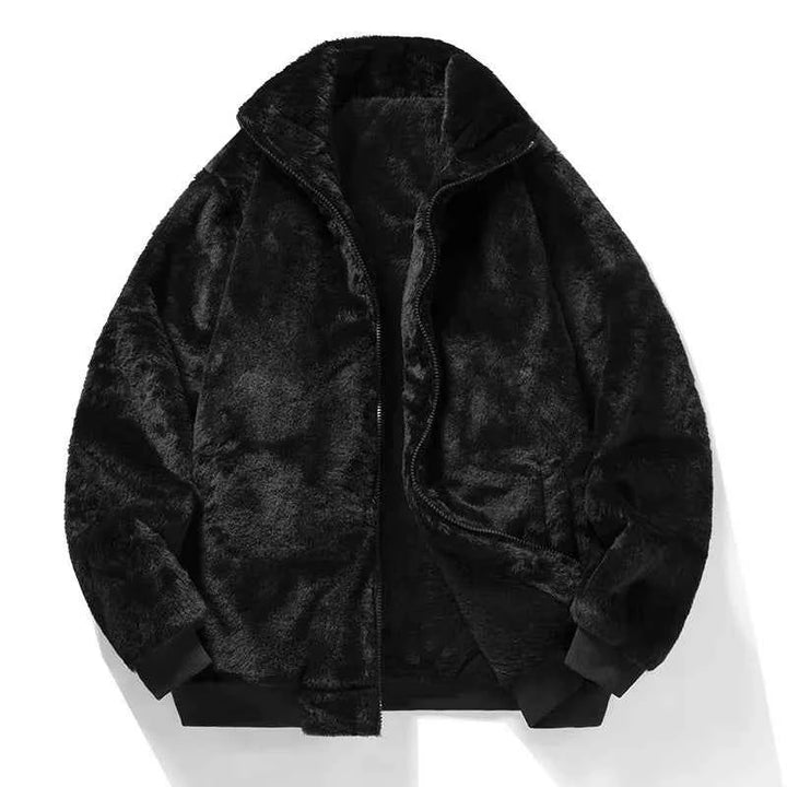 Men's Faux Fur Bomber Jacket Black
