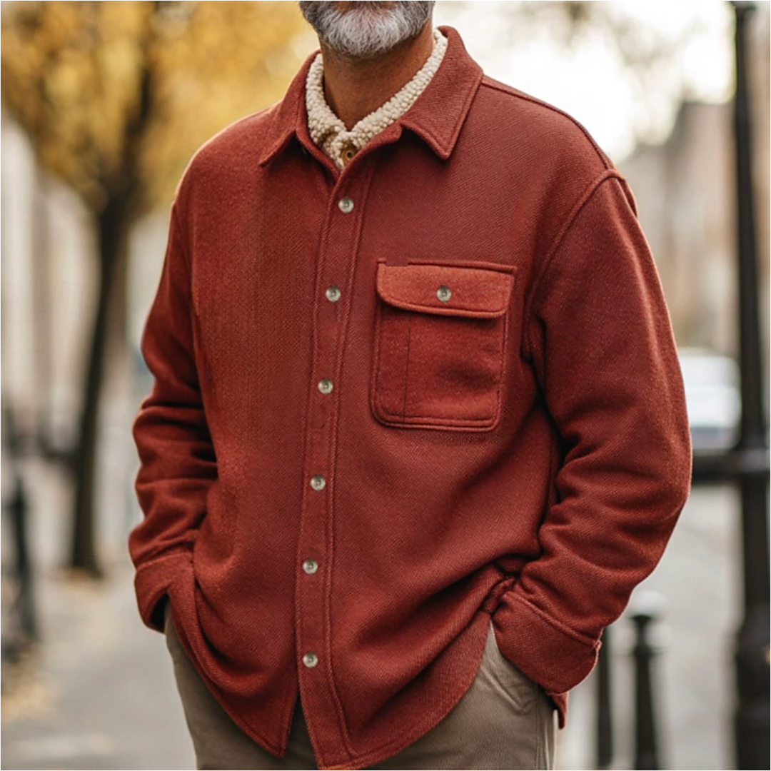 Men's Flannel Shirt for Autumn & Winter Red
