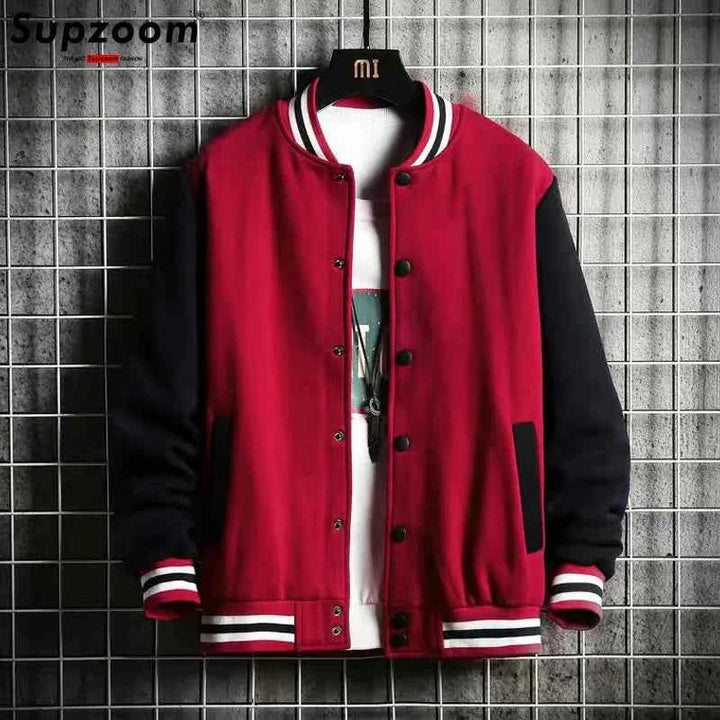 Men's Fleece Bomber Jacket - Cozy and Stylish Outerwear Red