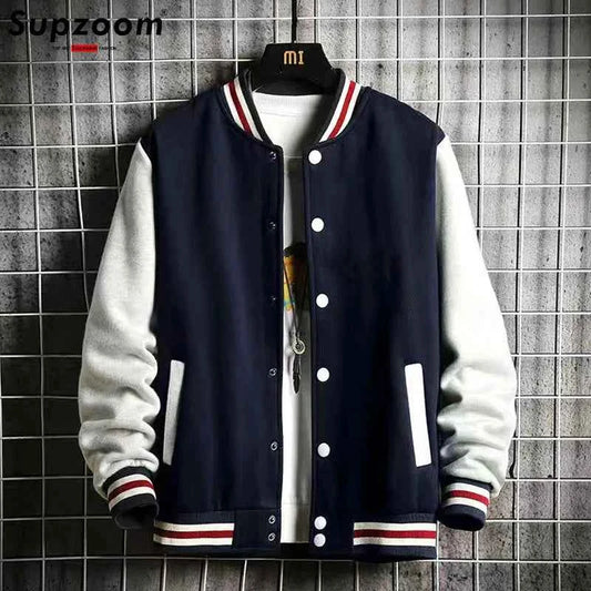 Men's Cotton Ribbed Cuffs Long Sleeve Insulated Jacket Winter Navy Blue