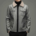 Men's Cashmere Zip-up Jacket Winter Essential Knitwear Outerwear Gray