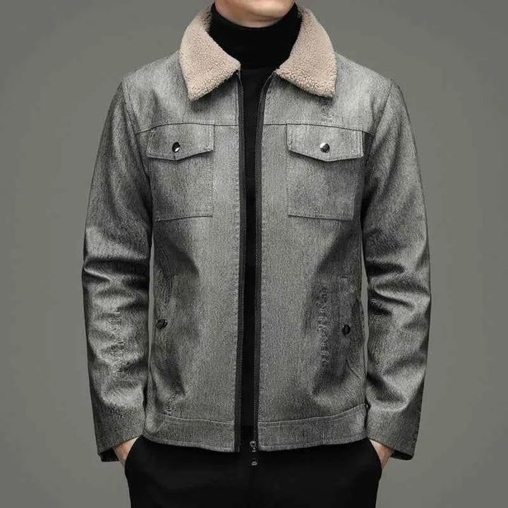 Men's Fleece Collar Jacket Gray
