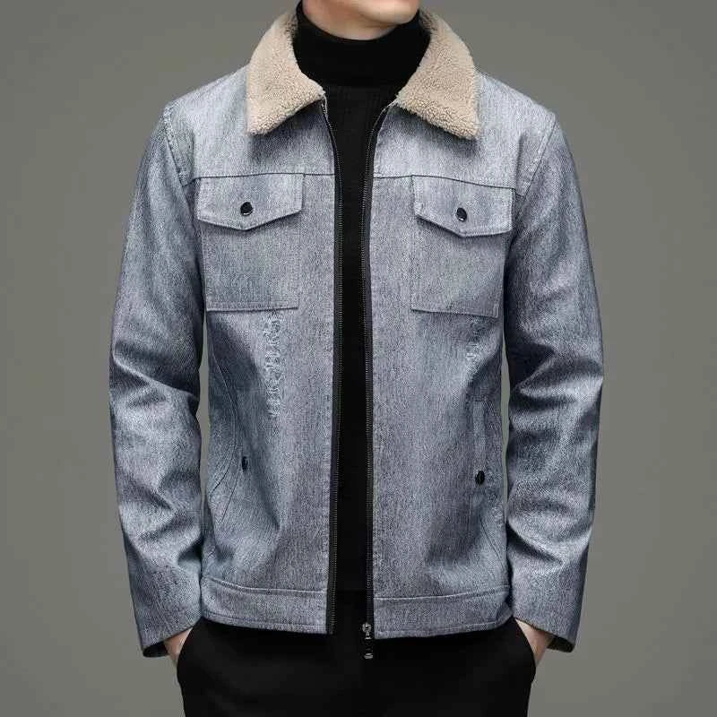 Men's Fleece Collar Jacket Silver
