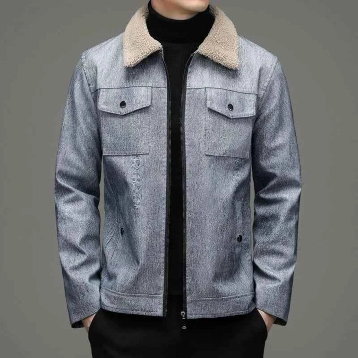 Men's Fleece Collar Jacket Silver