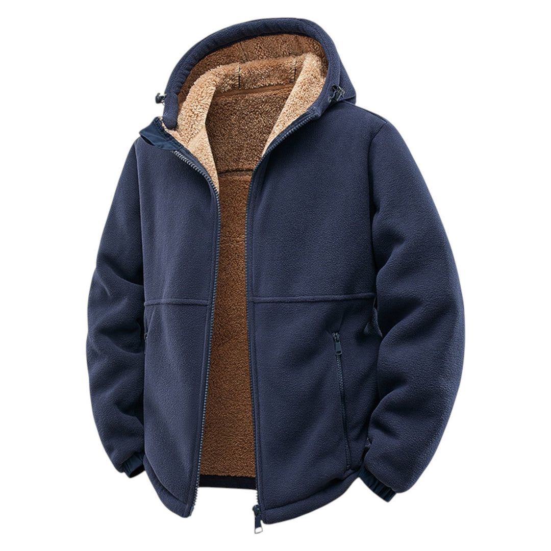 Men's Fleece Hooded Jacket - Cozy and Stylish Outerwear Blue