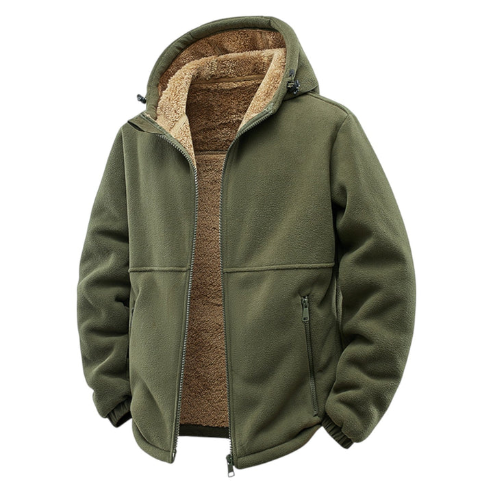 Men's Fleece Hooded Jacket - Cozy and Stylish Outerwear Green