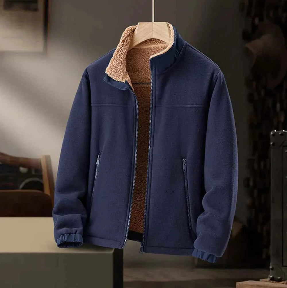Men's Fleece Jacket with Sherpa Lining Dark Blue