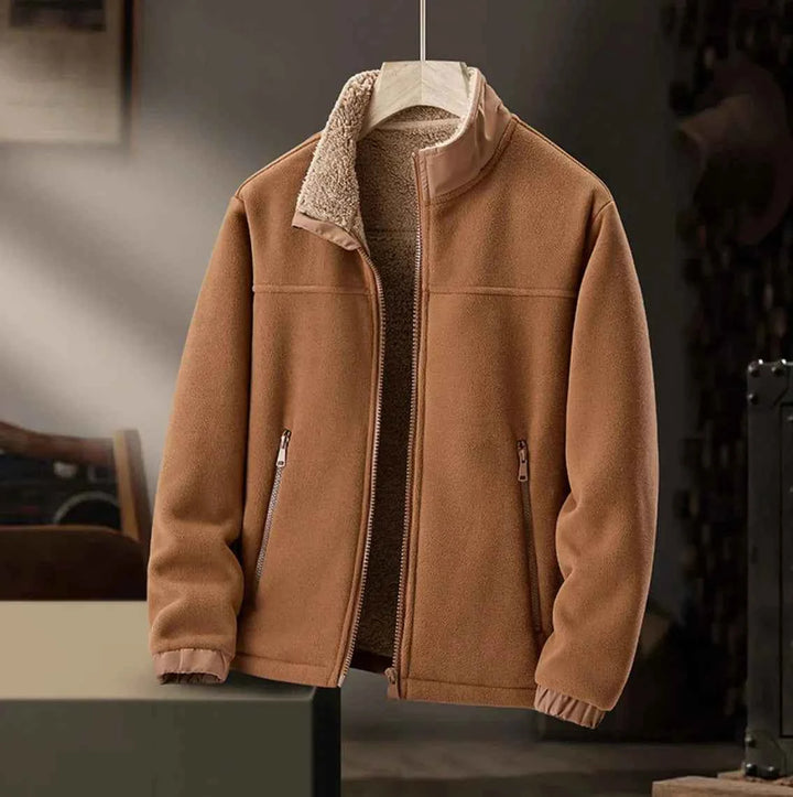 Men's Fleece Jacket with Sherpa Lining Brown