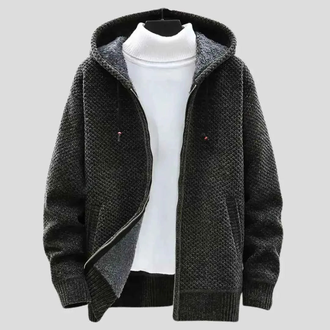 Men's Fleece Knit Zip Hoodie Green