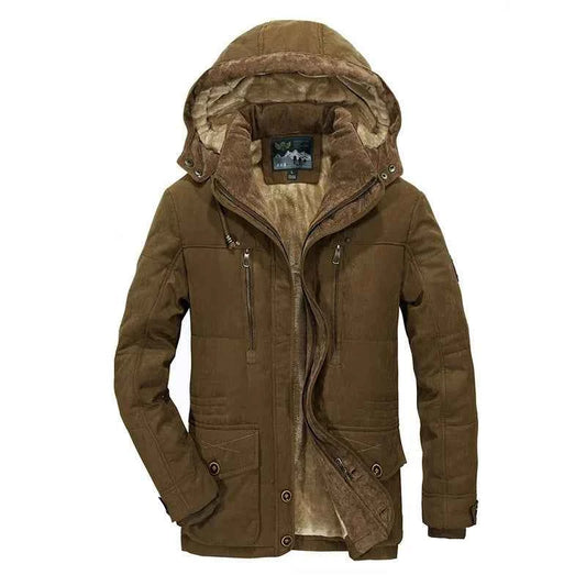 Men's Cotton Insulated Windproof Coat Winter Essential Outerwear Brown